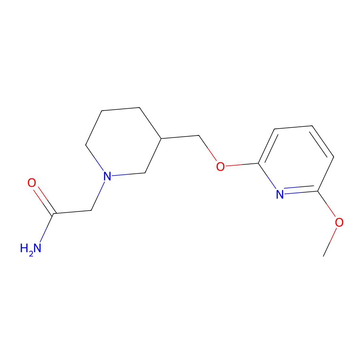 2-(3-{[(6-Methoxypyridin-2-yl)oxy]methyl}piperidin-1-yl)acetamide molecular structure, CAS 2640881-91-8