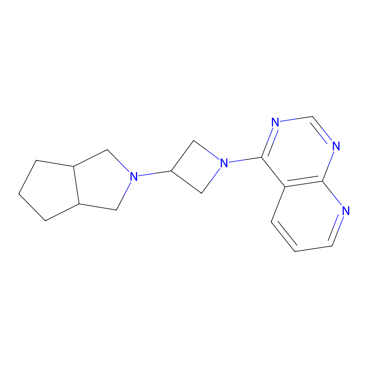 3-{Octahydrocyclopenta[c]pyrrol-2-yl}-1-{pyrido[2,3-d]pyrimidin-4-yl}azetidine molecular structure, CAS 2640881-92-9