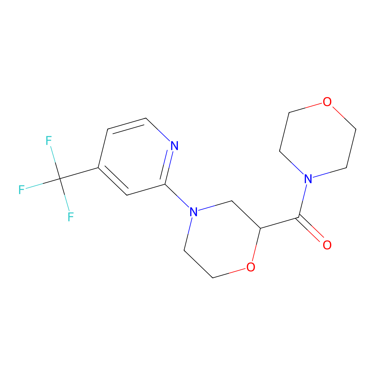 2-(Morpholine-4-carbonyl)-4-[4-(trifluoromethyl)pyridin-2-yl]morpholine molecular structure, CAS 2640881-93-0