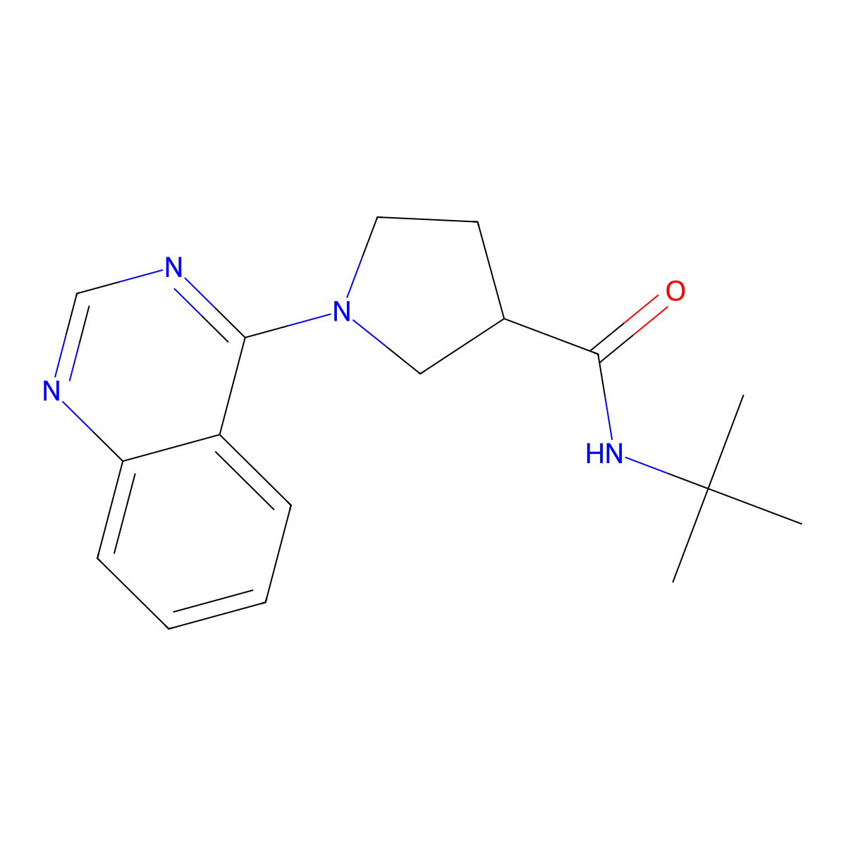 N-tert-butyl-1-(quinazolin-4-yl)pyrrolidine-3-carboxamide molecular structure, CAS 2640881-97-4