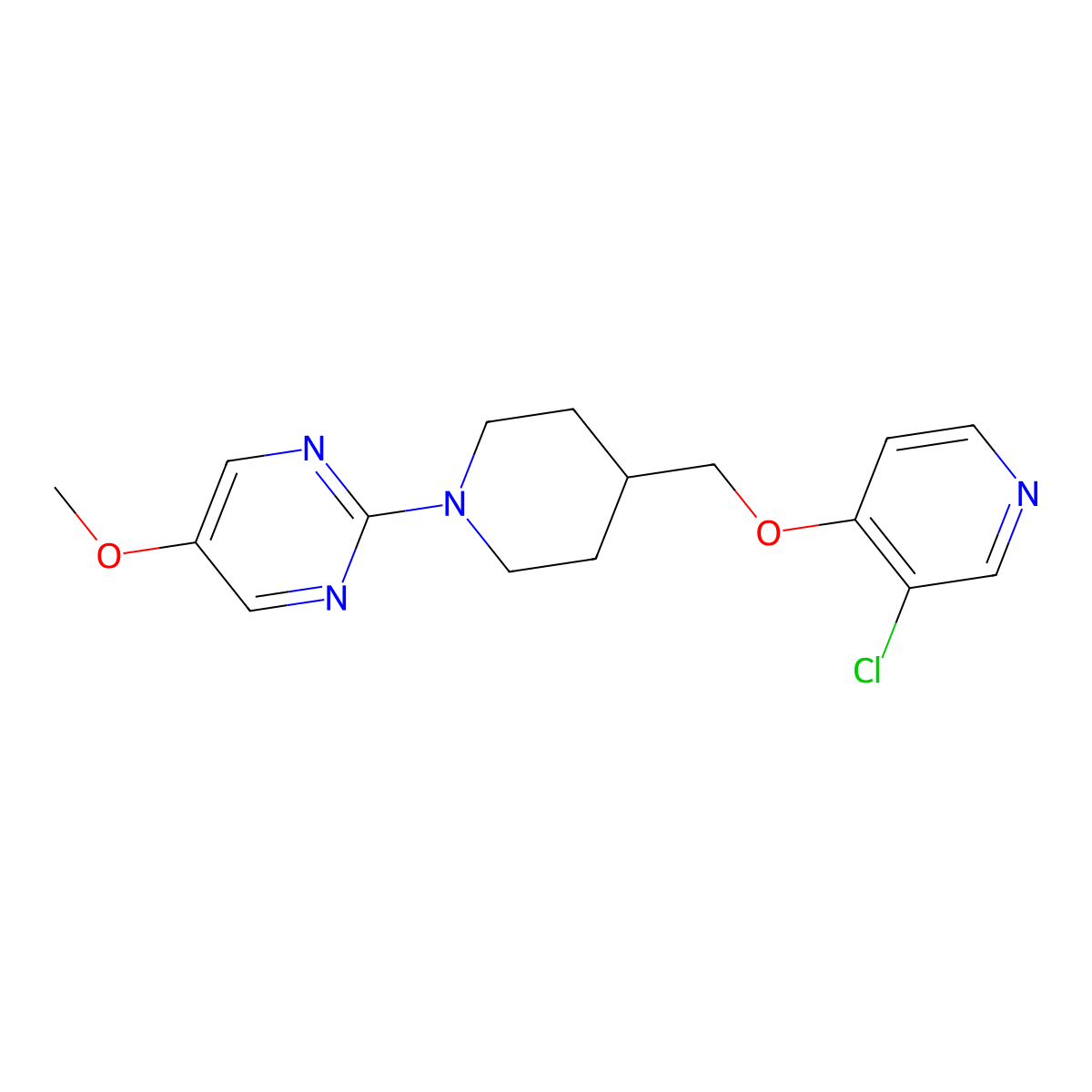 2-(4-{[(3-Chloropyridin-4-yl)oxy]methyl}piperidin-1-yl)-5-methoxypyrimidine molecular structure, CAS 2640881-99-6