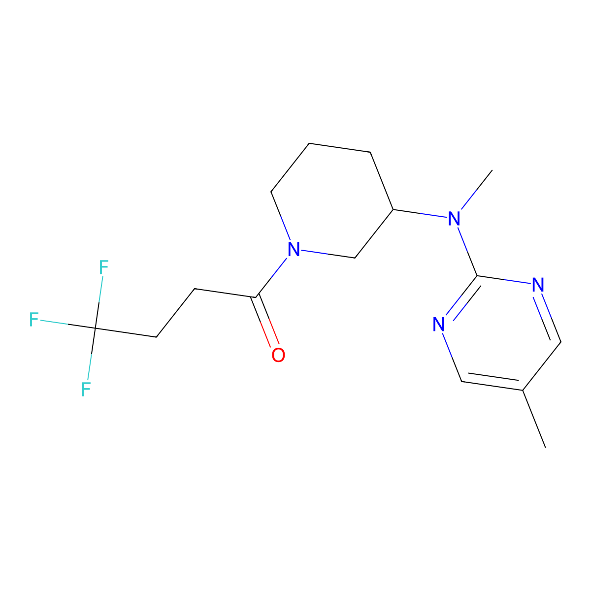 4,4,4-Trifluoro-1-{3-[methyl(5-methylpyrimidin-2-yl)amino]piperidin-1-yl}butan-1-one molecular structure, CAS 2640882-00-2