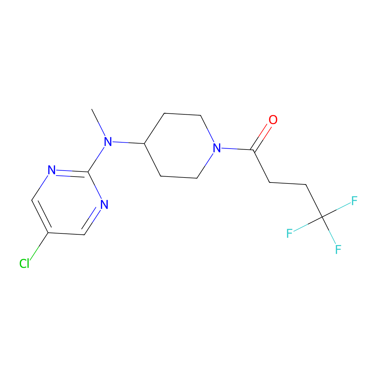 1-{4-[(5-Chloropyrimidin-2-yl)(methyl)amino]piperidin-1-yl}-4,4,4-trifluorobutan-1-one molecular structure, CAS 2640882-01-3