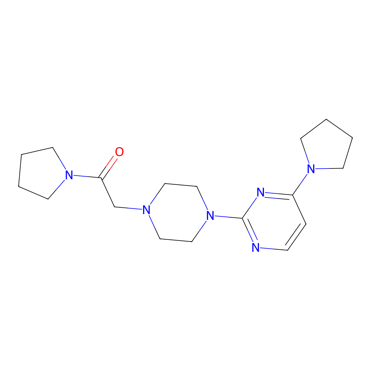 1-(Pyrrolidin-1-yl)-2-{4-[4-(pyrrolidin-1-yl)pyrimidin-2-yl]piperazin-1-yl}ethan-1-one molecular structure, CAS 2640882-03-5