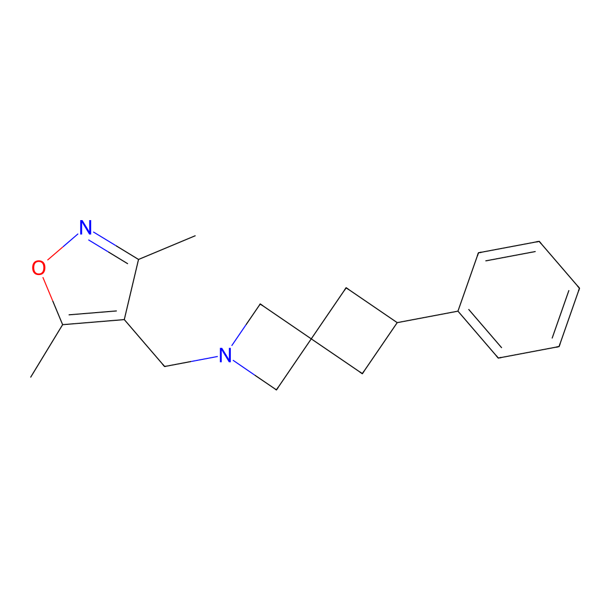 2-[(3,5-Dimethyl-1,2-oxazol-4-yl)methyl]-6-phenyl-2-azaspiro[3.3]heptane molecular structure, CAS 2640882-04-6