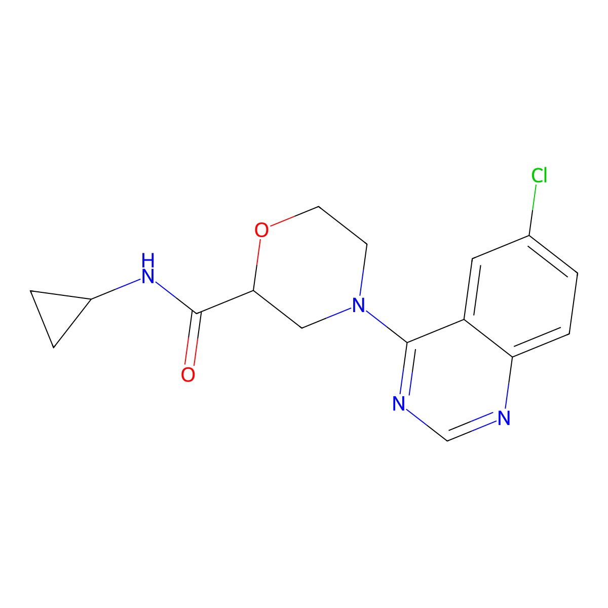 4-(6-chloroquinazolin-4-yl)-N-cyclopropylmorpholine-2-carboxamide molecular structure, CAS 2640882-06-8