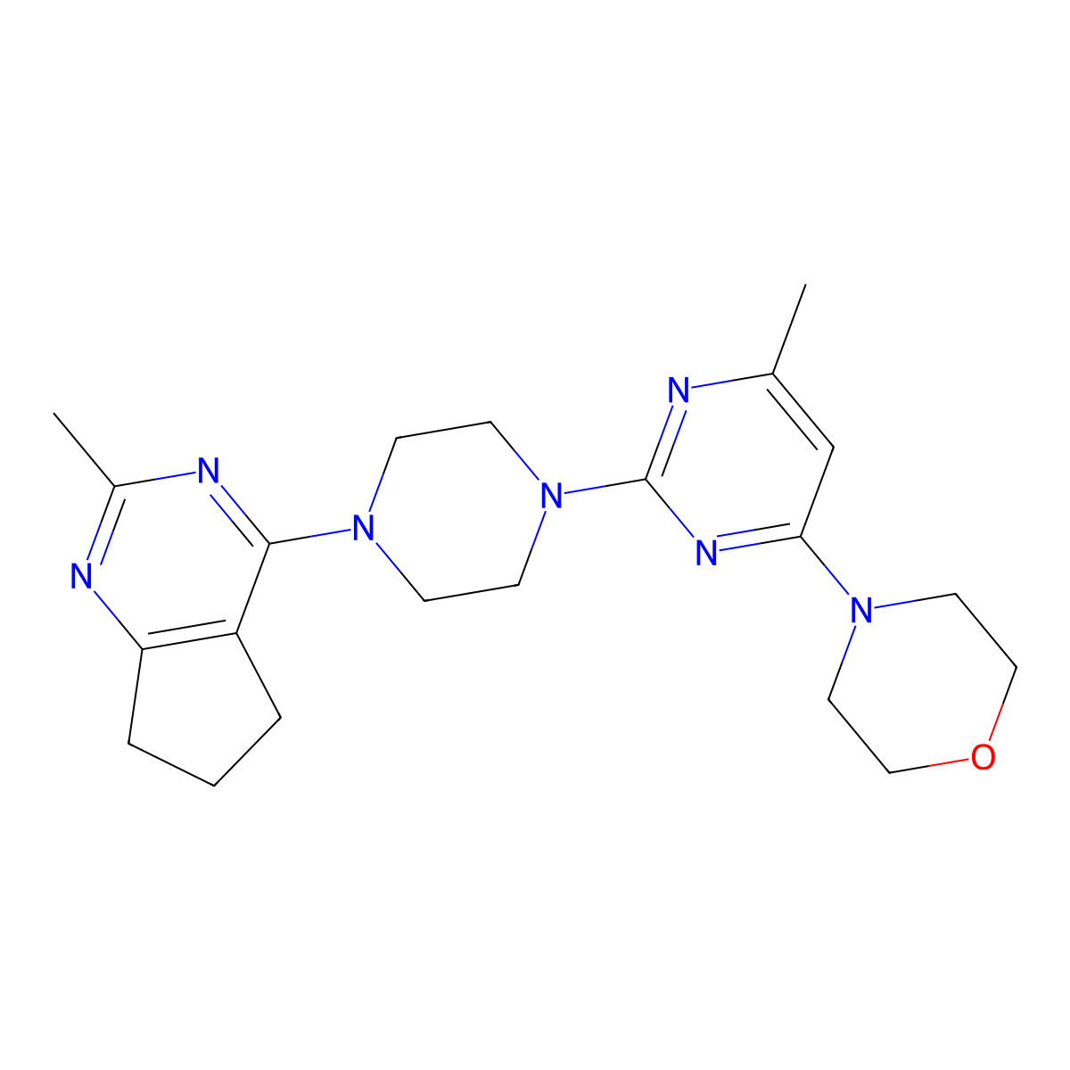 4-[6-methyl-2-(4-{2-methyl-5H,6H,7H-cyclopenta[d]pyrimidin-4-yl}piperazin-1-yl)pyrimidin-4-yl]morpholine molecular structure, CAS 2640882-08-0