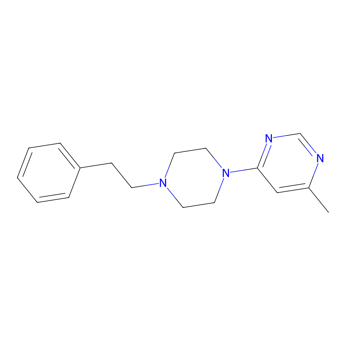 4-Methyl-6-[4-(2-phenylethyl)piperazin-1-yl]pyrimidine molecular structure, CAS 2640882-09-1