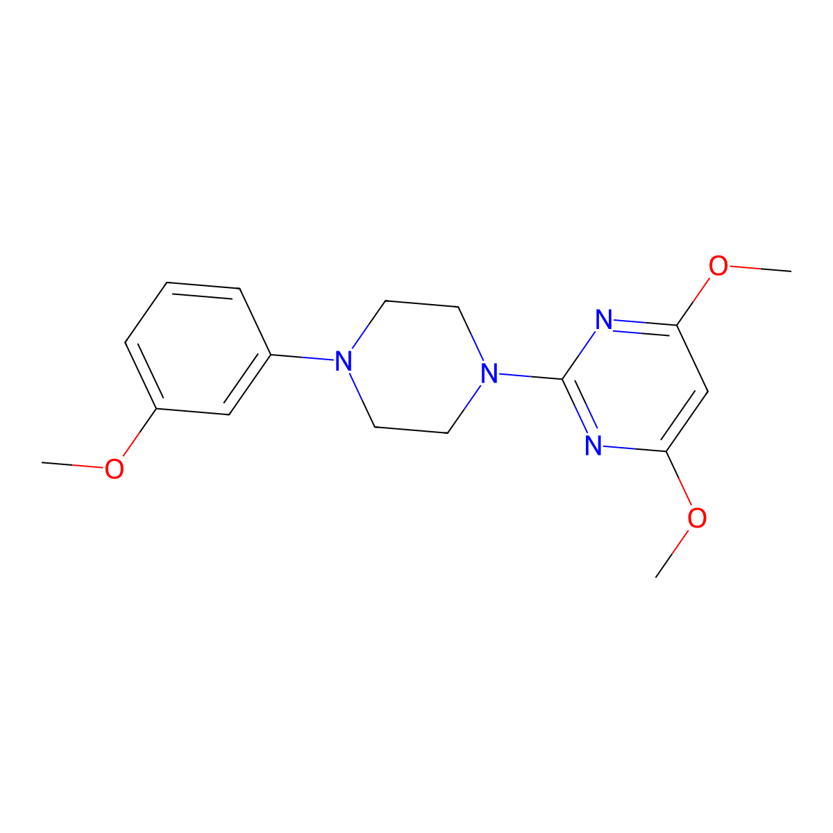4,6-Dimethoxy-2-[4-(3-methoxyphenyl)piperazin-1-yl]pyrimidine molecular structure, CAS 2640882-17-1