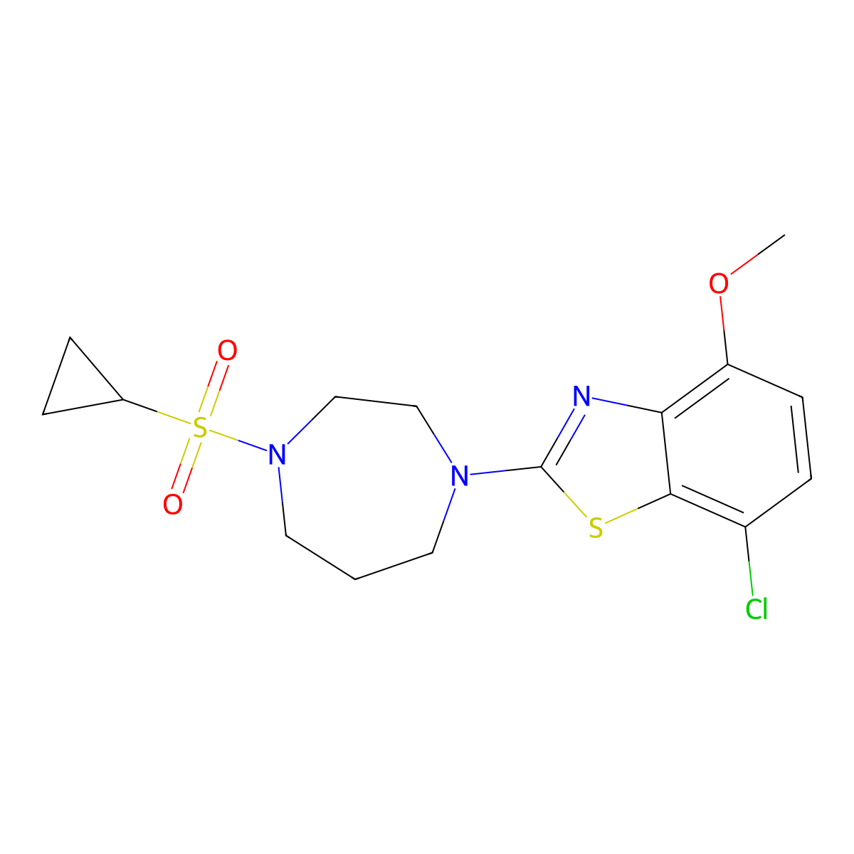 7-Chloro-2-[4-(cyclopropanesulfonyl)-1,4-diazepan-1-yl]-4-methoxy-1,3-benzothiazole molecular structure, CAS 2640882-23-9