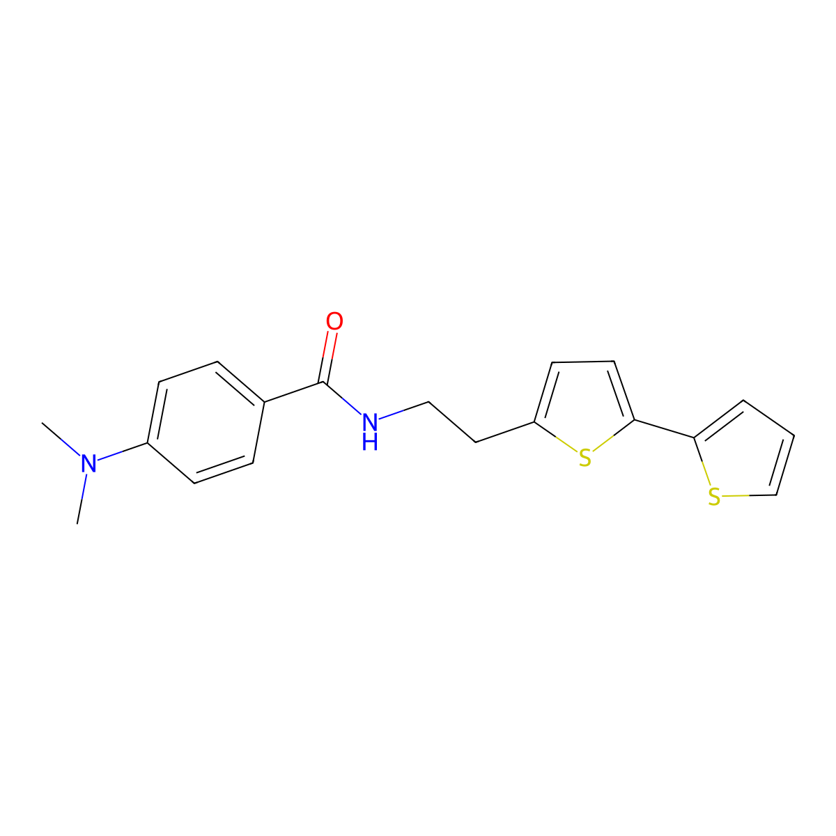 N-(2-{[2,2'-bithiophene]-5-yl}ethyl)-4-(dimethylamino)benzamide molecular structure, CAS 2640882-27-3