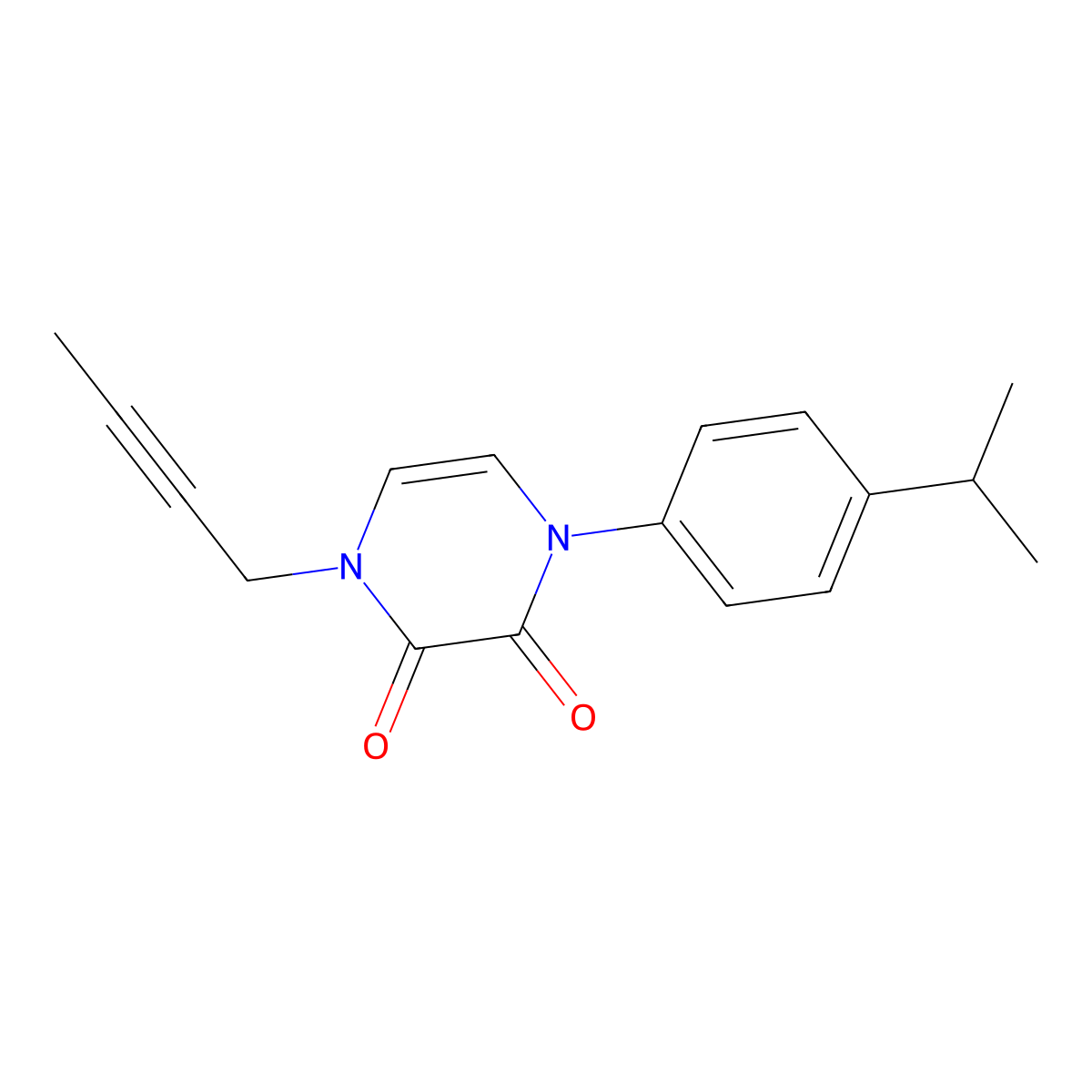 1-(But-2-yn-1-yl)-4-[4-(propan-2-yl)phenyl]-1,2,3,4-tetrahydropyrazine-2,3-dione molecular structure, CAS 2640882-29-5