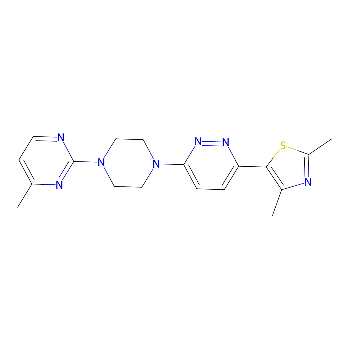 3-(2,4-Dimethyl-1,3-thiazol-5-yl)-6-[4-(4-methylpyrimidin-2-yl)piperazin-1-yl]pyridazine molecular structure, CAS 2640882-35-3