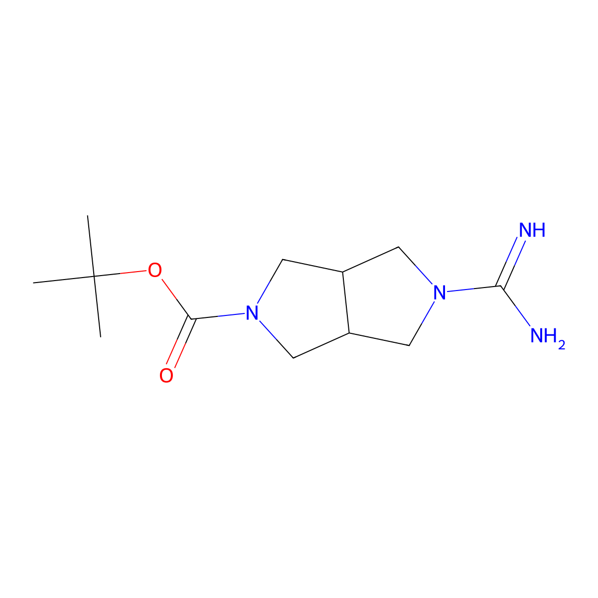 Tert-butyl 5-carbamimidoyl-octahydropyrrolo[3,4-c]pyrrole-2-carboxylate molecular structure, CAS 2640882-38-6