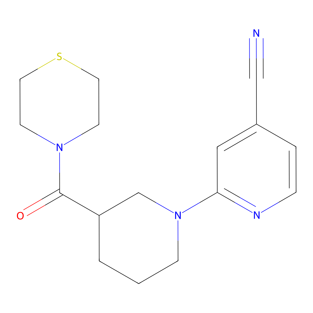 2-[3-(Thiomorpholine-4-carbonyl)piperidin-1-yl]pyridine-4-carbonitrile molecular structure, CAS 2640882-42-2
