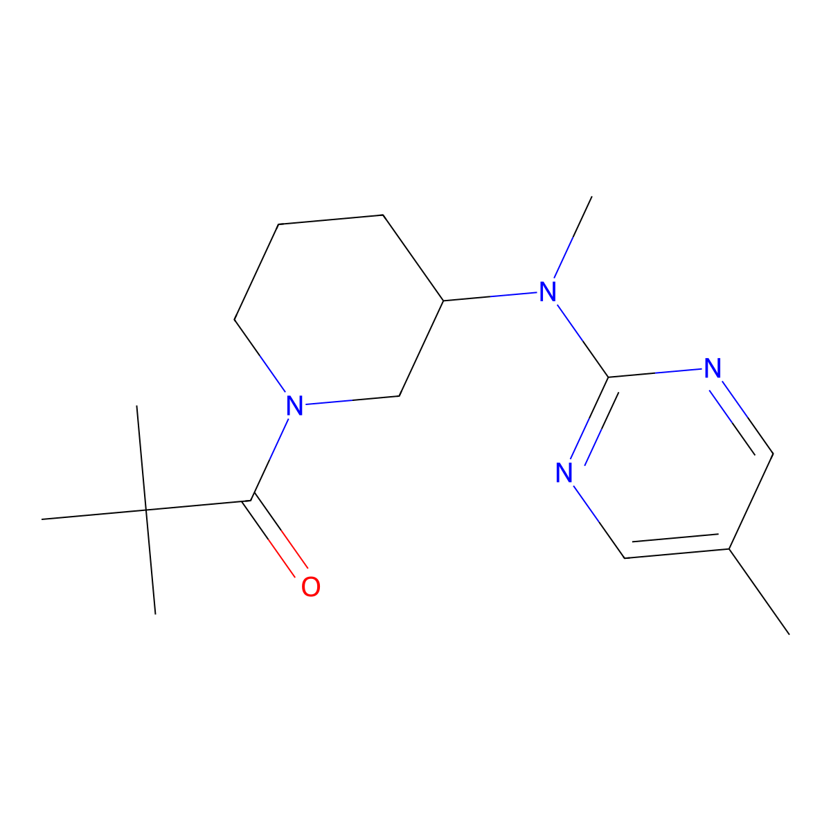 2,2-Dimethyl-1-{3-[methyl(5-methylpyrimidin-2-yl)amino]piperidin-1-yl}propan-1-one molecular structure, CAS 2640882-45-5