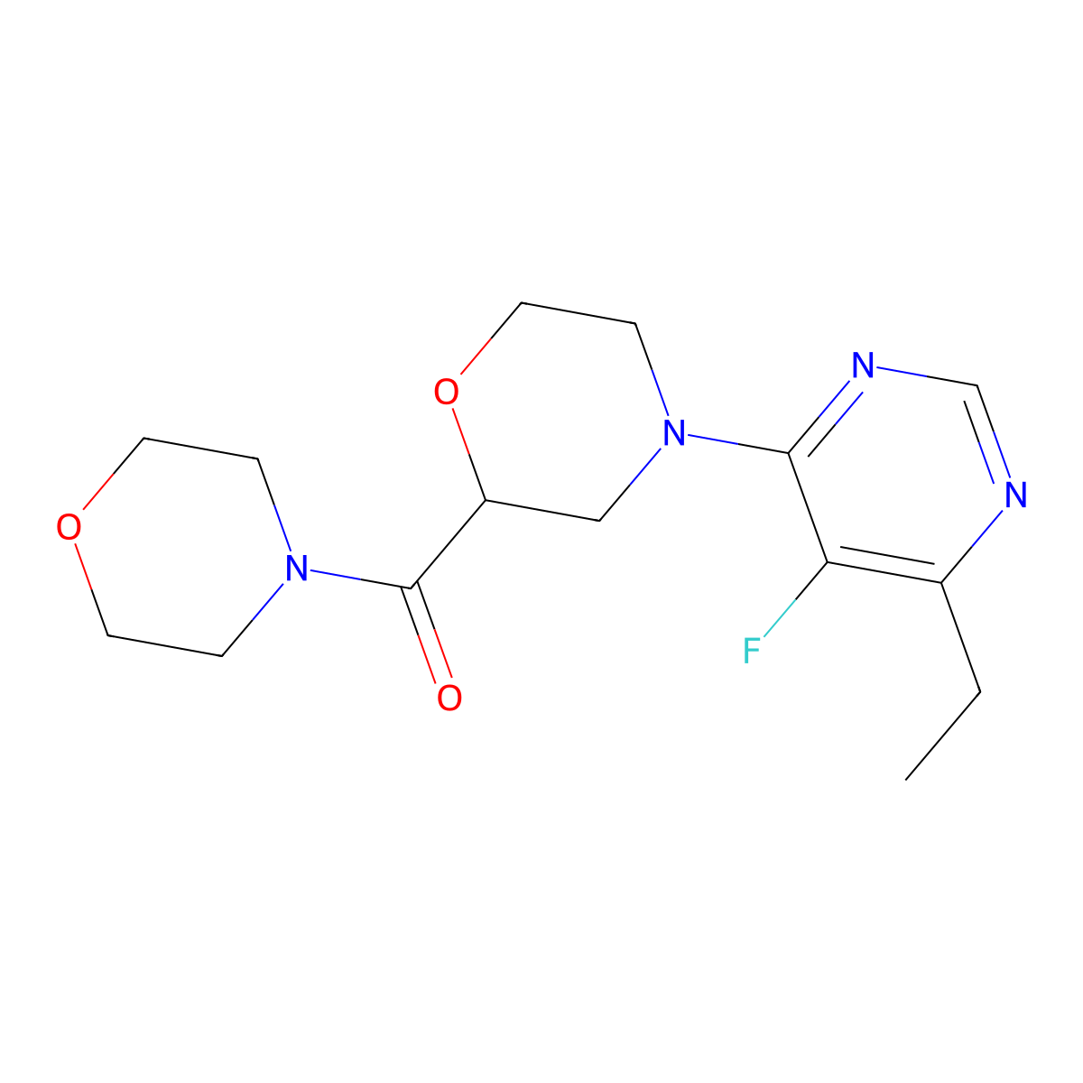 4-(6-Ethyl-5-fluoropyrimidin-4-yl)-2-(morpholine-4-carbonyl)morpholine molecular structure, CAS 2640882-50-2