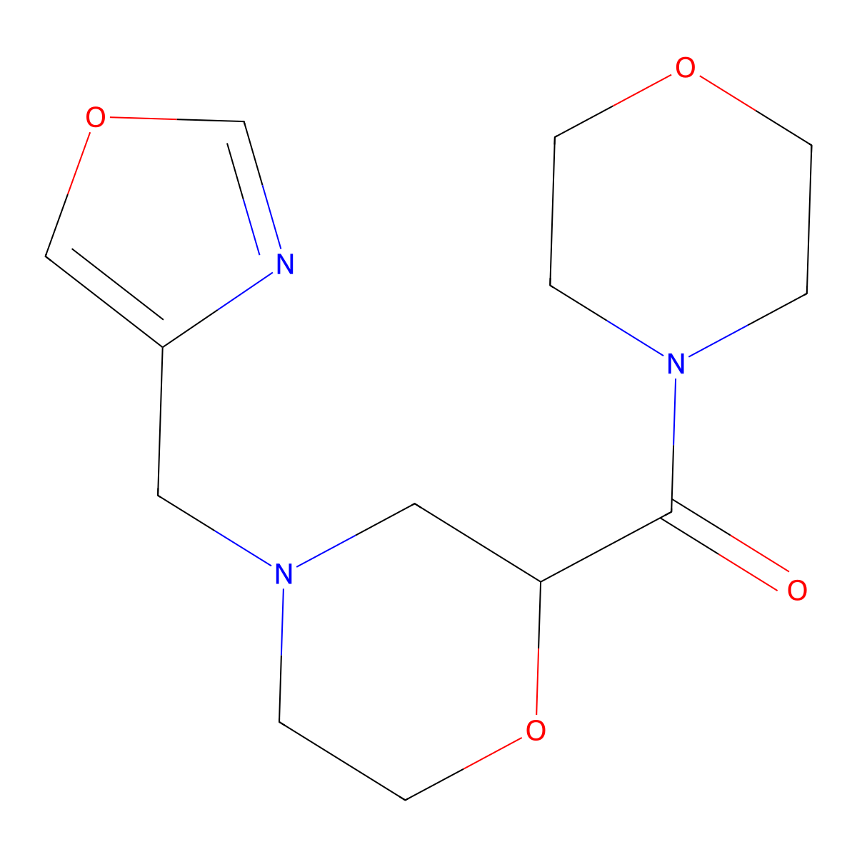2-(Morpholine-4-carbonyl)-4-[(1,3-oxazol-4-yl)methyl]morpholine molecular structure, CAS 2640882-51-3