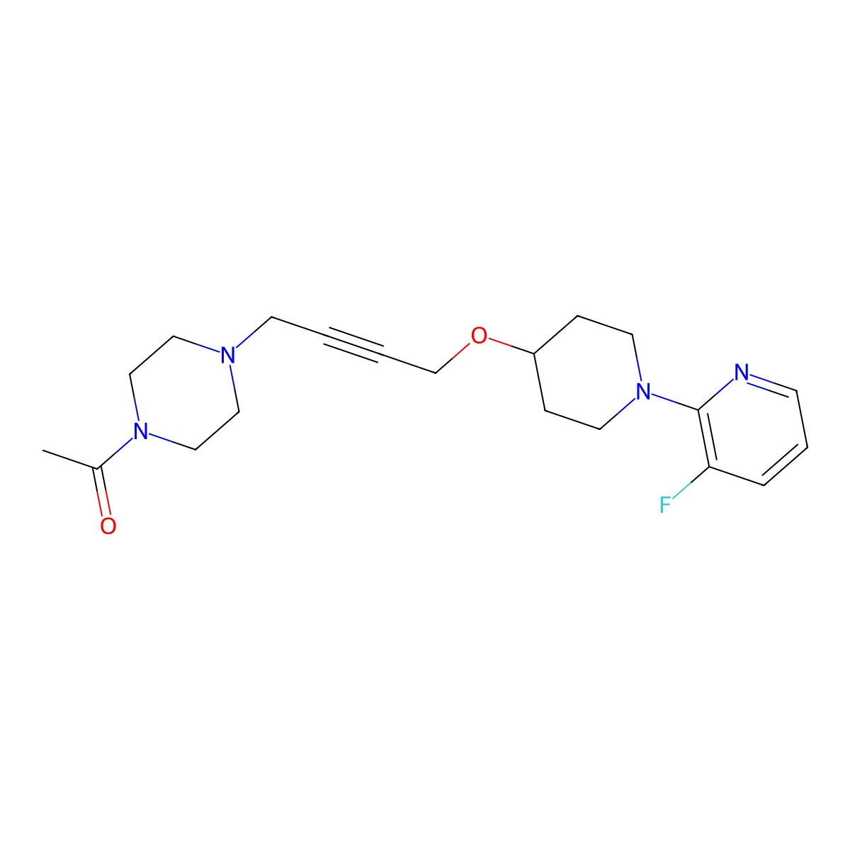 1-[4-(4-{[1-(3-Fluoropyridin-2-yl)piperidin-4-yl]oxy}but-2-yn-1-yl)piperazin-1-yl]ethan-1-one molecular structure, CAS 2640882-54-6