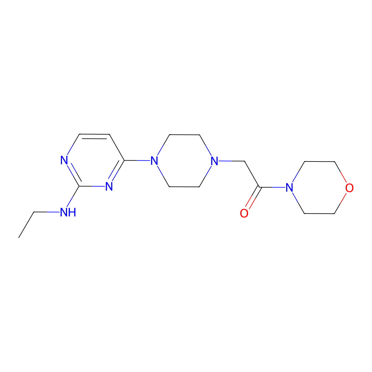 2-{4-[2-(Ethylamino)pyrimidin-4-yl]piperazin-1-yl}-1-(morpholin-4-yl)ethan-1-one molecular structure, CAS 2640882-56-8