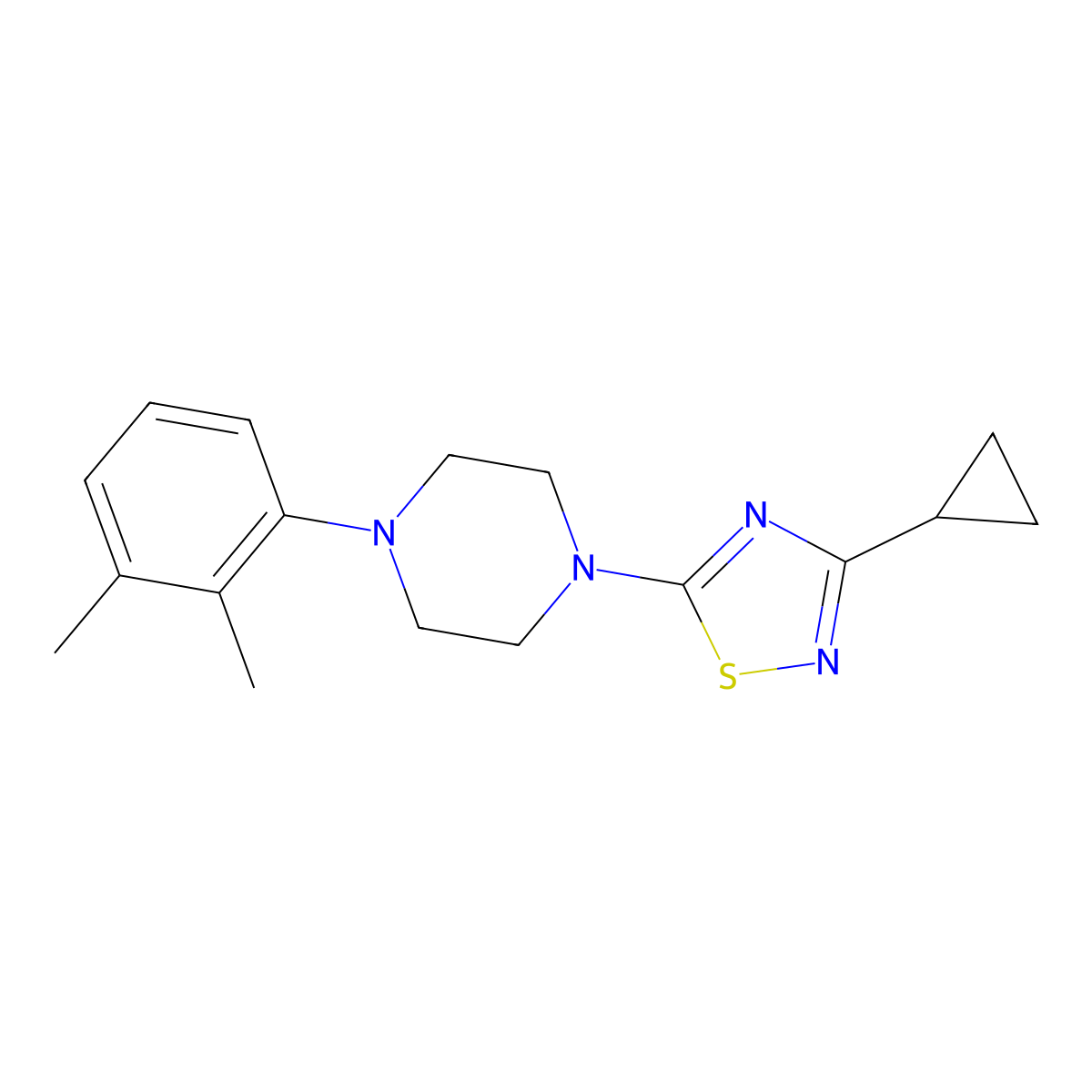 1-(3-Cyclopropyl-1,2,4-thiadiazol-5-yl)-4-(2,3-dimethylphenyl)piperazine molecular structure, CAS 2640882-58-0