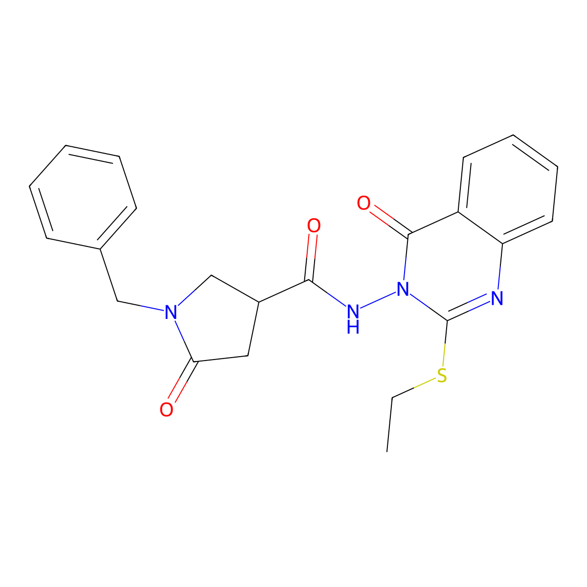 1-benzyl-N-[2-(ethylsulfanyl)-4-oxo-3,4-dihydroquinazolin-3-yl]-5-oxopyrrolidine-3-carboxamide molecular structure, CAS 2640882-59-1