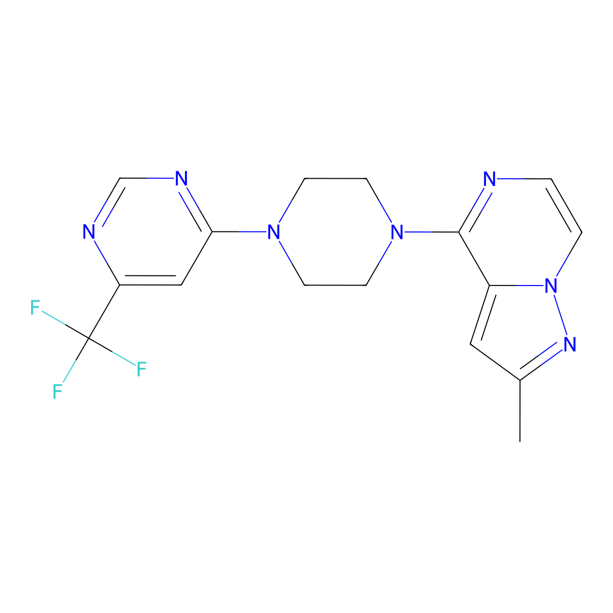 4-(4-{2-Methylpyrazolo[1,5-a]pyrazin-4-yl}piperazin-1-yl)-6-(trifluoromethyl)pyrimidine molecular structure, CAS 2640884-71-3