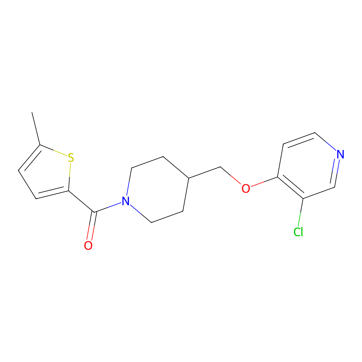 3-Chloro-4-{[1-(5-methylthiophene-2-carbonyl)piperidin-4-yl]methoxy}pyridine molecular structure, CAS 2640884-73-5