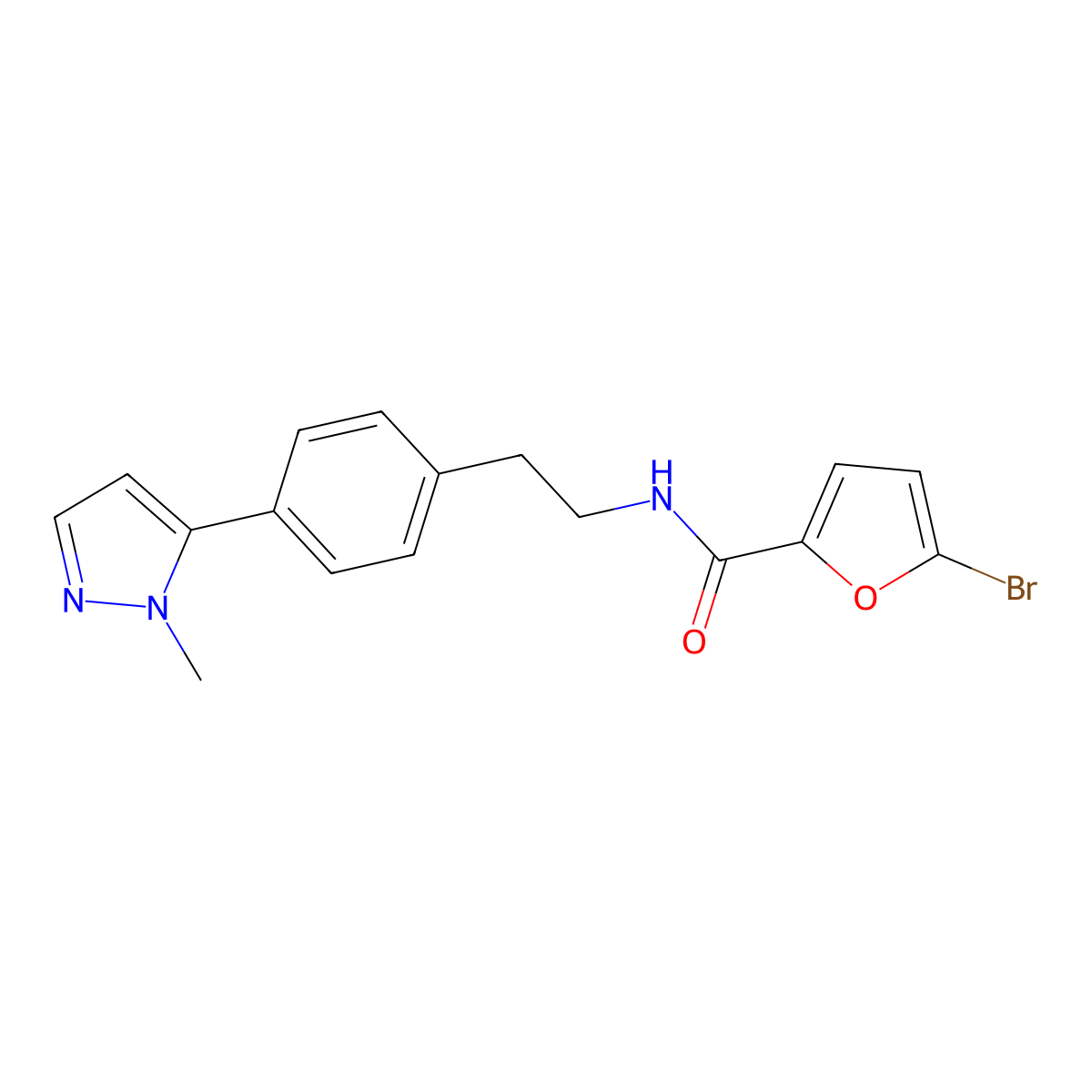 5-bromo-N-{2-[4-(1-methyl-1H-pyrazol-5-yl)phenyl]ethyl}furan-2-carboxamide molecular structure, CAS 2640884-77-9