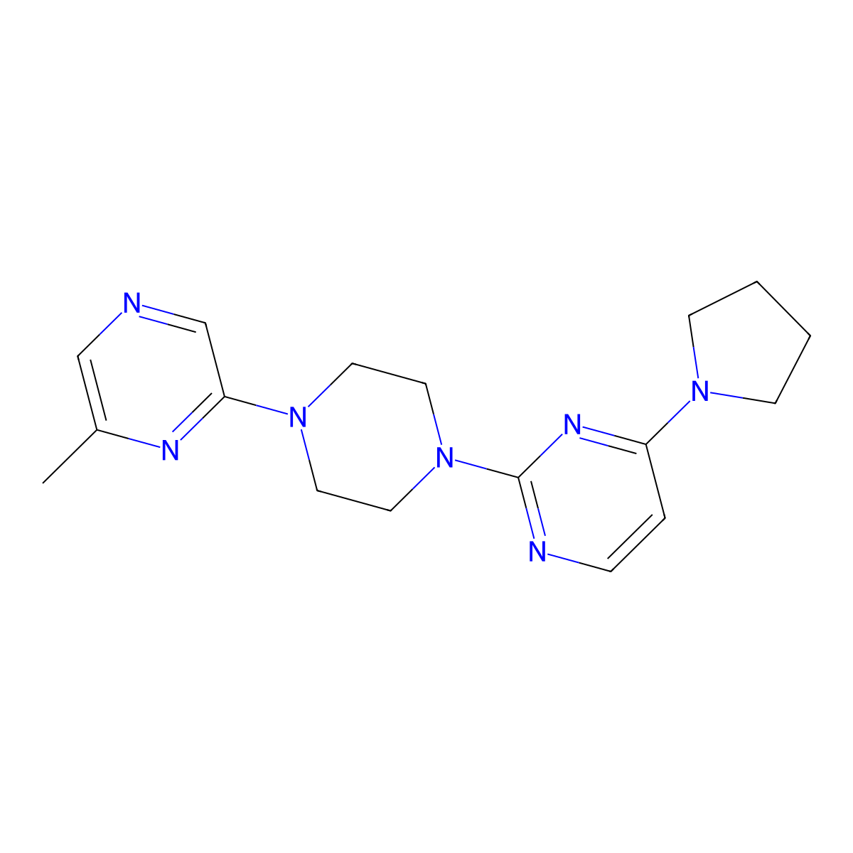 2-[4-(6-Methylpyrazin-2-yl)piperazin-1-yl]-4-(pyrrolidin-1-yl)pyrimidine molecular structure, CAS 2640884-90-6