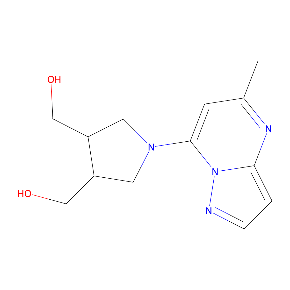 [4-(Hydroxymethyl)-1-{5-methylpyrazolo[1,5-a]pyrimidin-7-yl}pyrrolidin-3-yl]methanol molecular structure, CAS 2640884-91-7