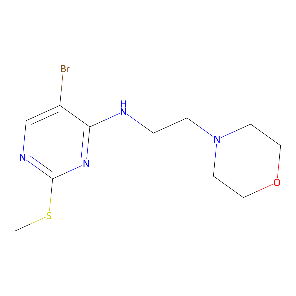 5-bromo-2-(methylsulfanyl)-N-[2-(morpholin-4-yl)ethyl]pyrimidin-4-amine molecular structure, CAS 2640884-92-8