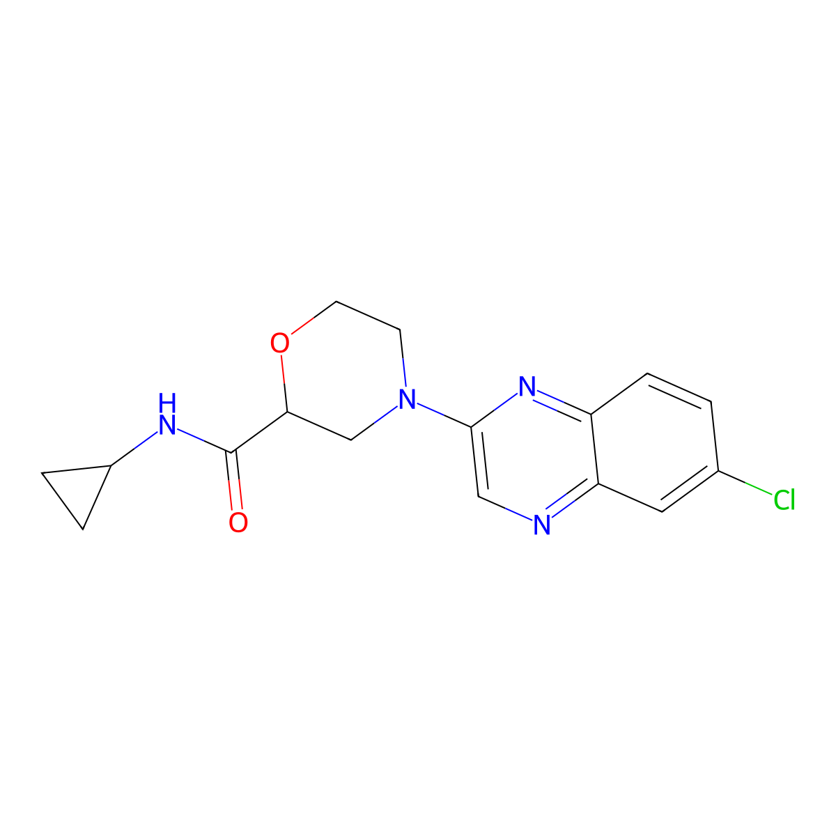 4-(6-chloroquinoxalin-2-yl)-N-cyclopropylmorpholine-2-carboxamide molecular structure, CAS 2640885-01-2