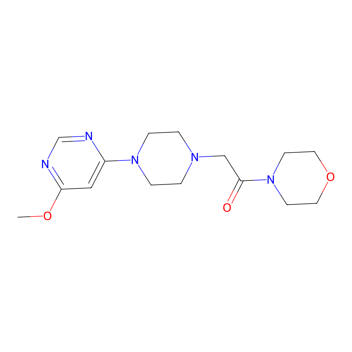 2-[4-(6-Methoxypyrimidin-4-yl)piperazin-1-yl]-1-(morpholin-4-yl)ethan-1-one molecular structure, CAS 2640885-02-3