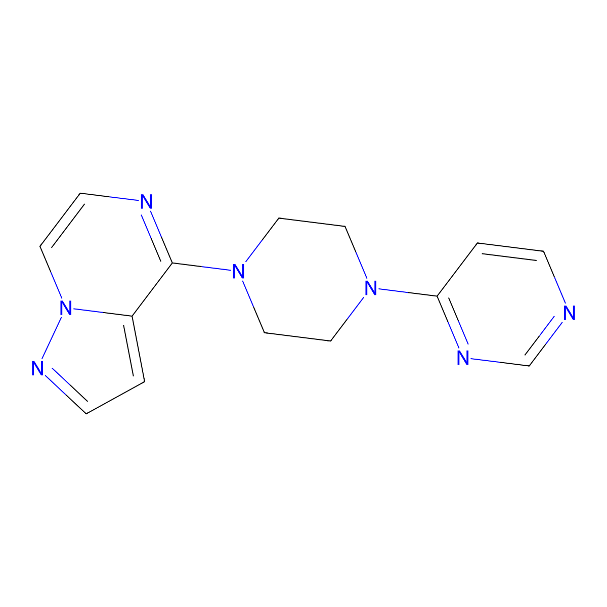 4-(4-{Pyrazolo[1,5-a]pyrazin-4-yl}piperazin-1-yl)pyrimidine molecular structure, CAS 2640885-12-5