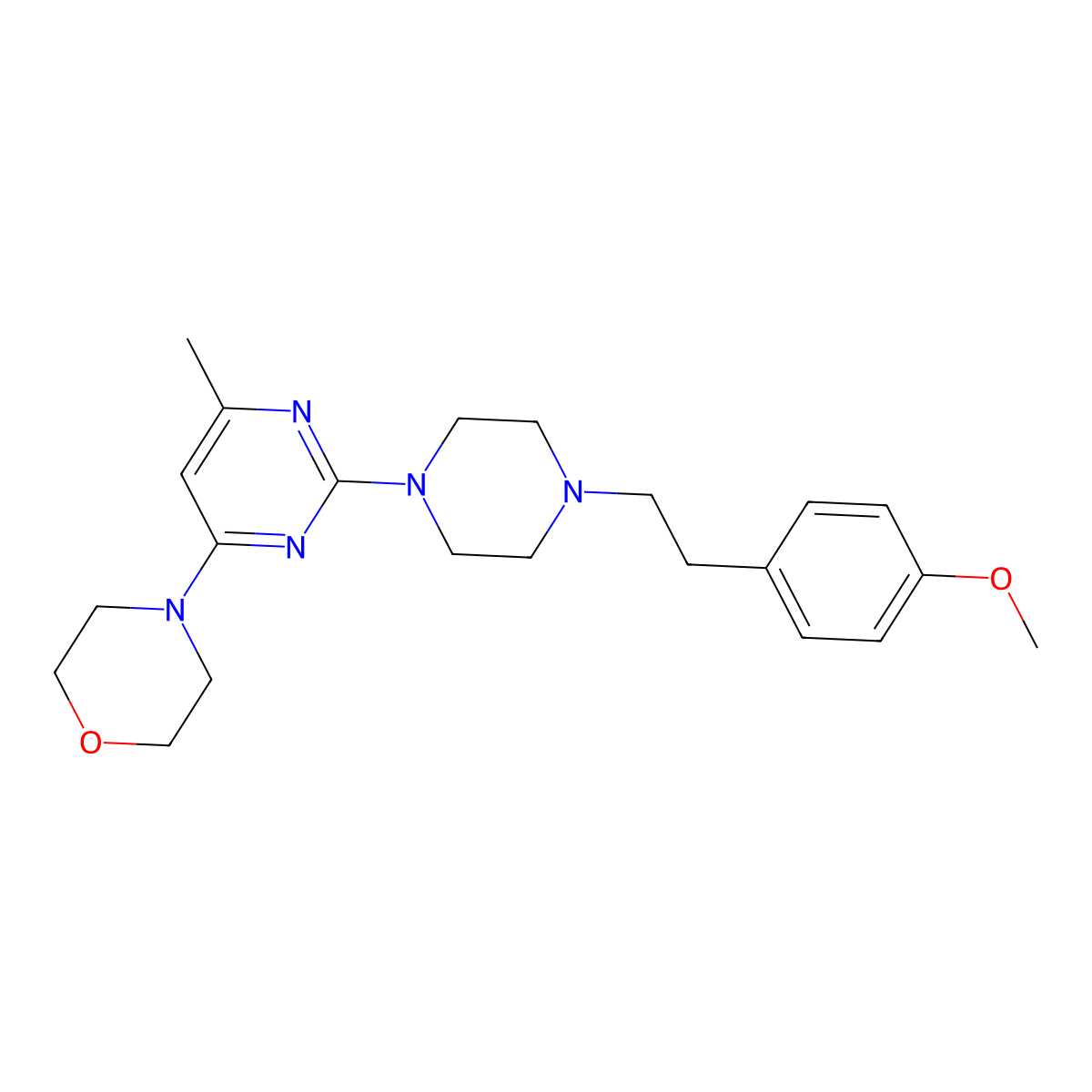 4-(2-{4-[2-(4-Methoxyphenyl)ethyl]piperazin-1-yl}-6-methylpyrimidin-4-yl)morpholine molecular structure, CAS 2640885-15-8