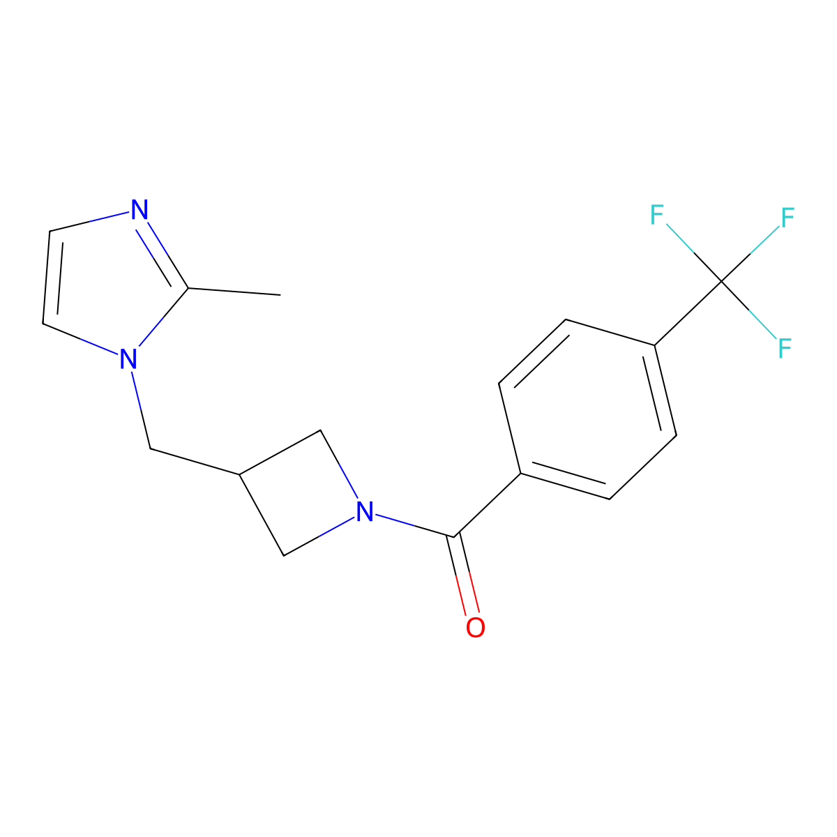 2-methyl-1-({1-[4-(trifluoromethyl)benzoyl]azetidin-3-yl}methyl)-1H-imidazole molecular structure, CAS 2640885-18-1