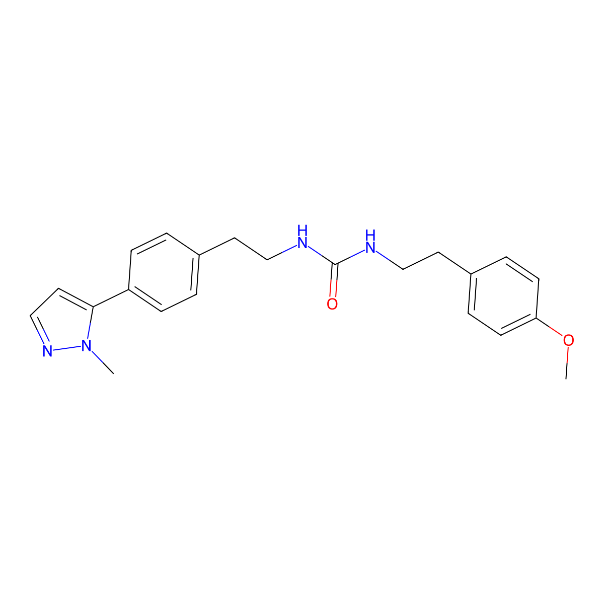 1-[2-(4-methoxyphenyl)ethyl]-3-{2-[4-(1-methyl-1H-pyrazol-5-yl)phenyl]ethyl}urea molecular structure, CAS 2640885-23-8