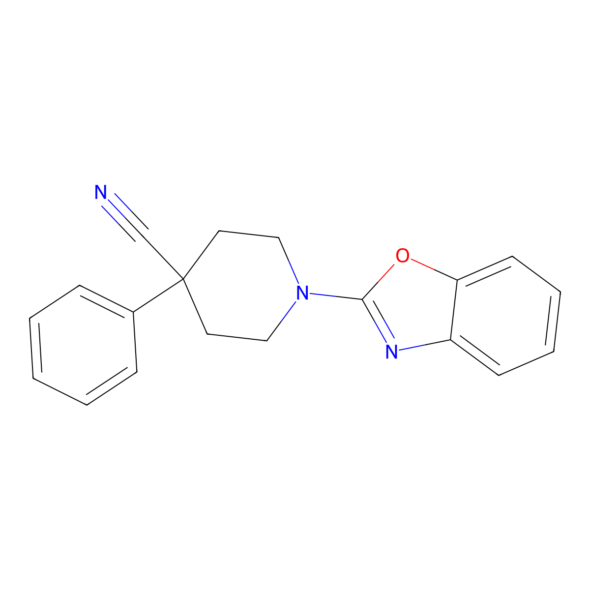 1-(1,3-Benzoxazol-2-yl)-4-phenylpiperidine-4-carbonitrile molecular structure, CAS 2640885-32-9