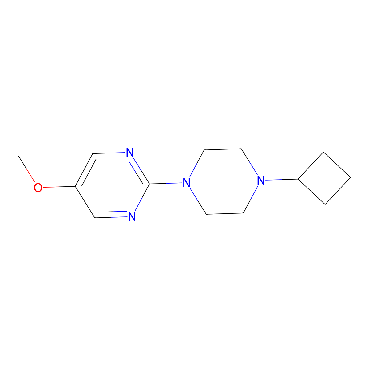 2-(4-Cyclobutylpiperazin-1-yl)-5-methoxypyrimidine molecular structure, CAS 2640885-35-2