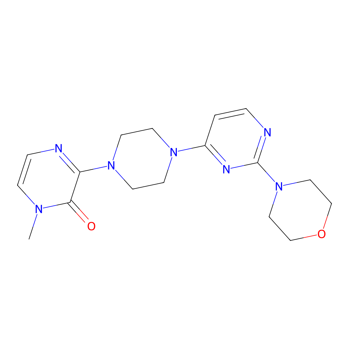 1-Methyl-3-{4-[2-(morpholin-4-yl)pyrimidin-4-yl]piperazin-1-yl}-1,2-dihydropyrazin-2-one molecular structure, CAS 2640885-36-3