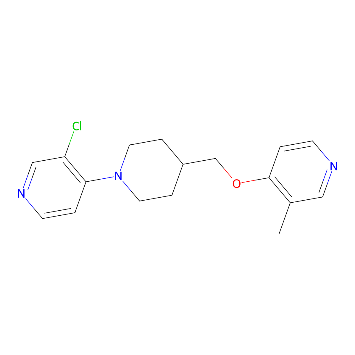 3-Chloro-4-(4-{[(3-methylpyridin-4-yl)oxy]methyl}piperidin-1-yl)pyridine molecular structure, CAS 2640885-42-1