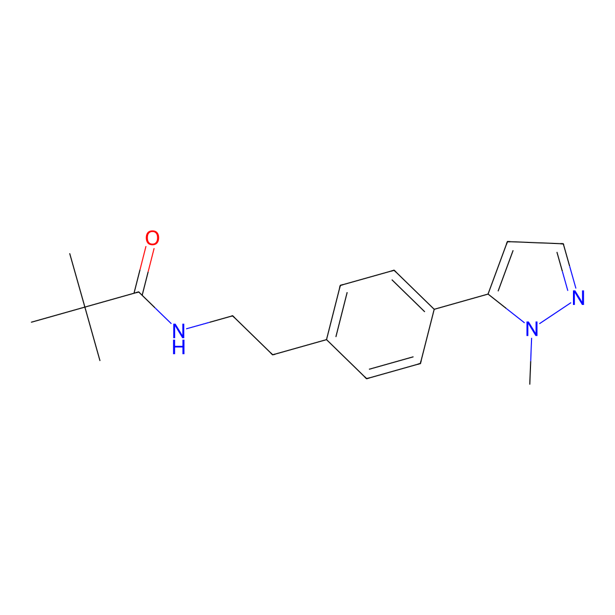 2,2-dimethyl-N-{2-[4-(1-methyl-1H-pyrazol-5-yl)phenyl]ethyl}propanamide molecular structure, CAS 2640885-45-4