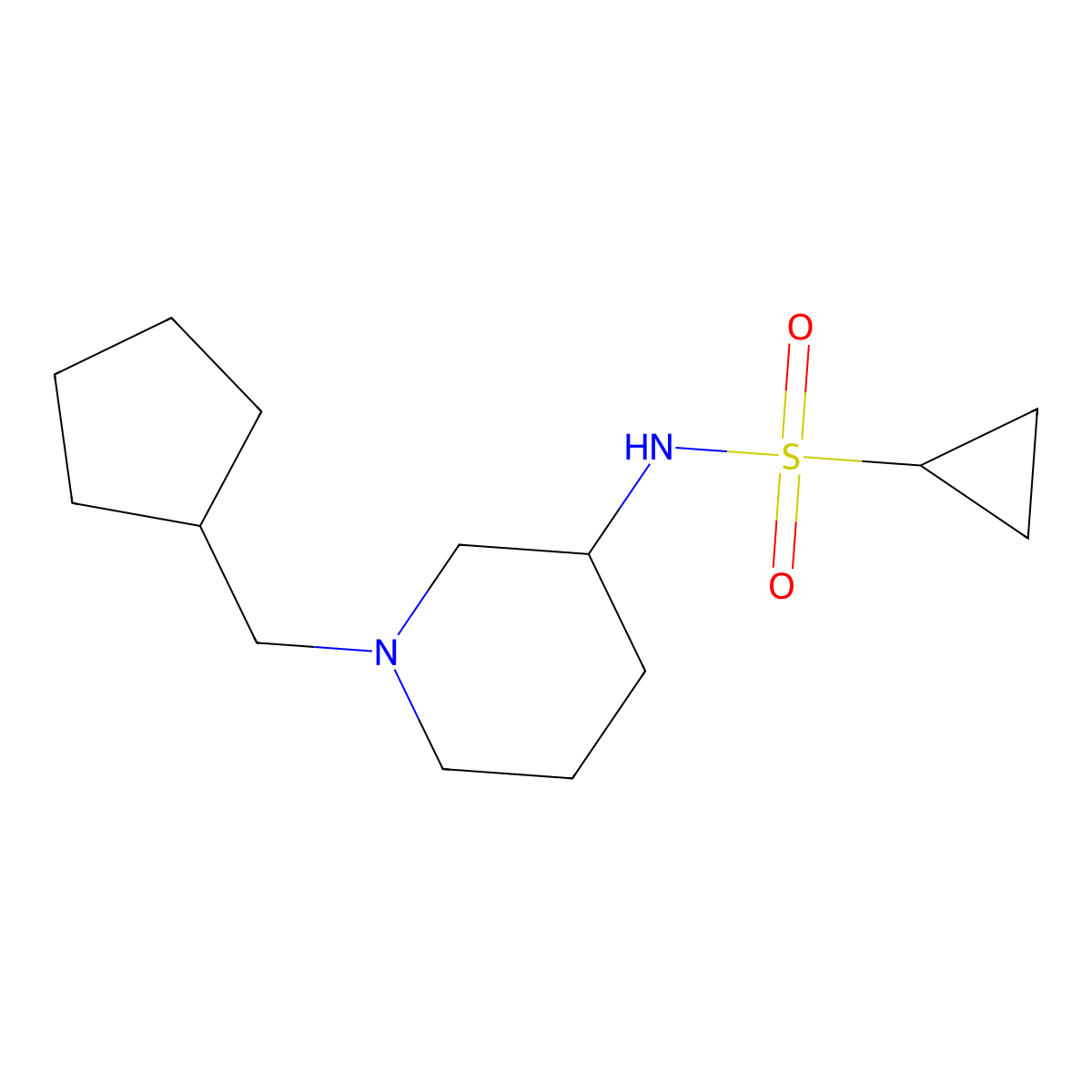 N-[1-(cyclopentylmethyl)piperidin-3-yl]cyclopropanesulfonamide molecular structure, CAS 2640885-53-4