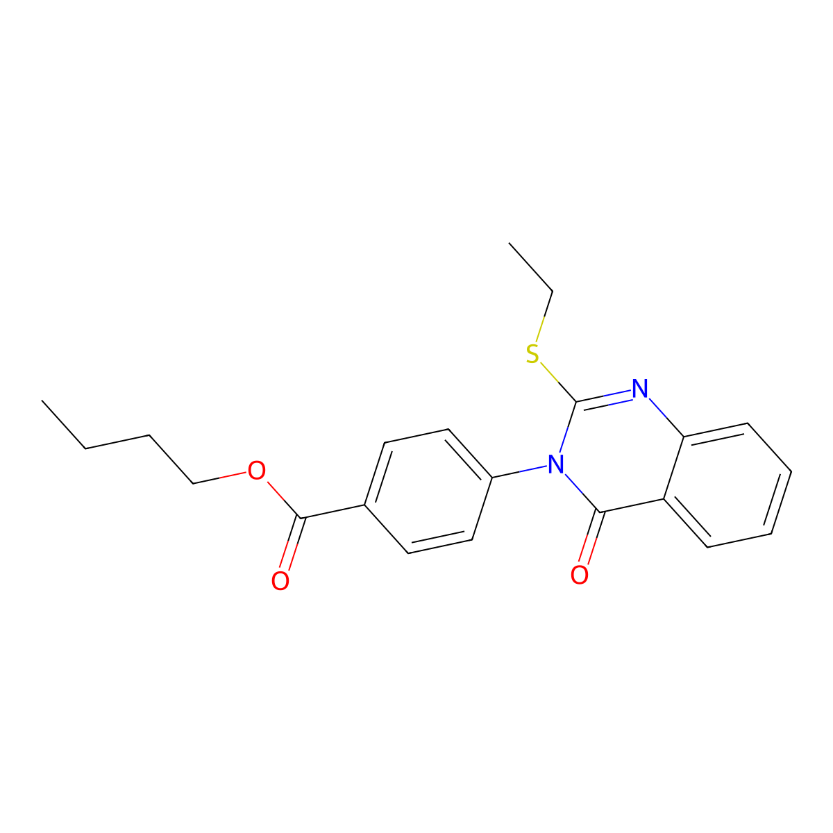 Butyl 4-[2-(ethylsulfanyl)-4-oxo-3,4-dihydroquinazolin-3-yl]benzoate molecular structure, CAS 2640885-60-3