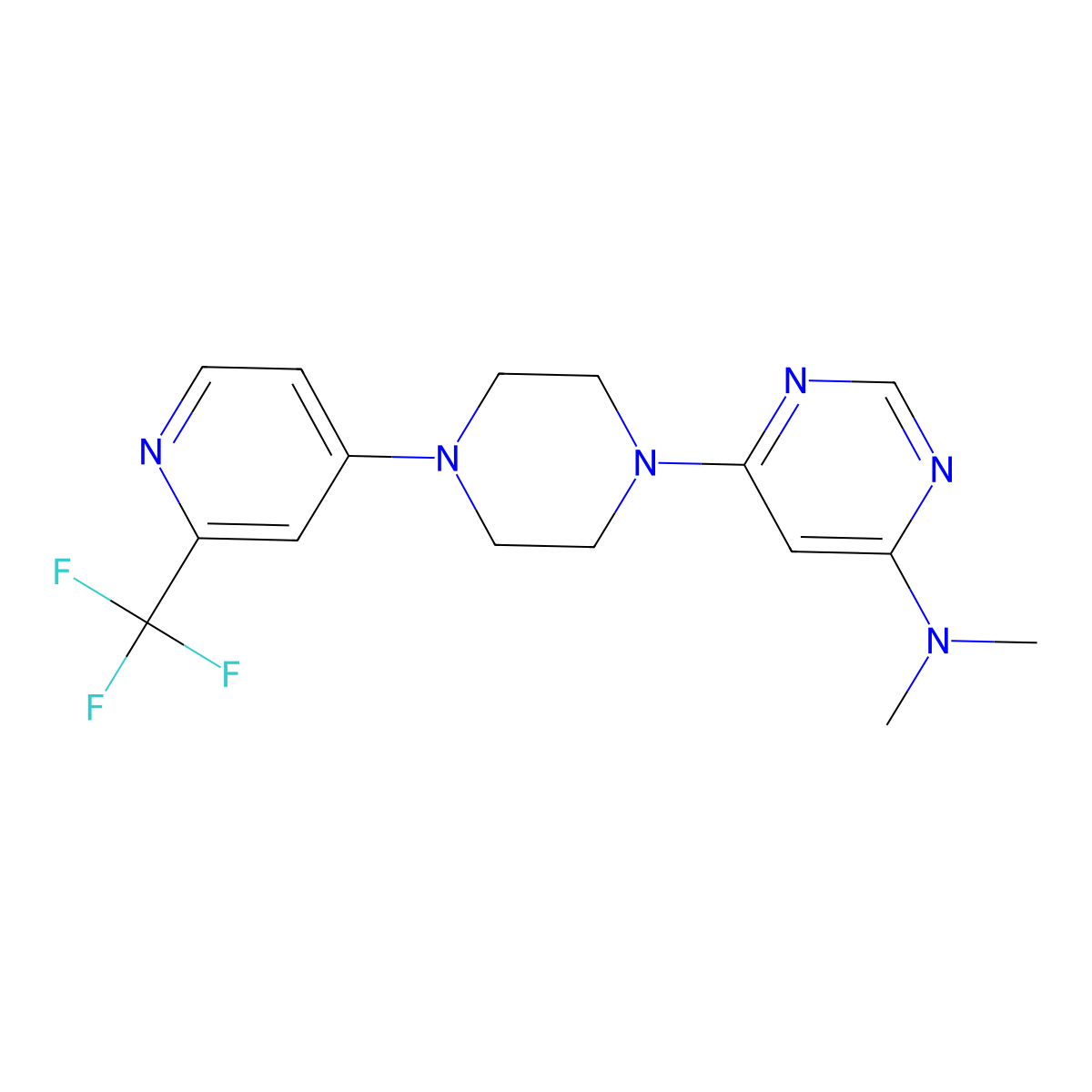 N,N-dimethyl-6-{4-[2-(trifluoromethyl)pyridin-4-yl]piperazin-1-yl}pyrimidin-4-amine molecular structure, CAS 2640885-65-8