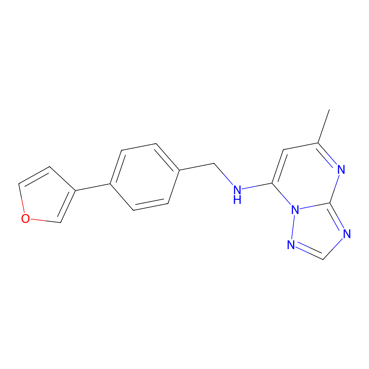 N-{[4-(furan-3-yl)phenyl]methyl}-5-methyl-[1,2,4]triazolo[1,5-a]pyrimidin-7-amine molecular structure, CAS 2640885-67-0