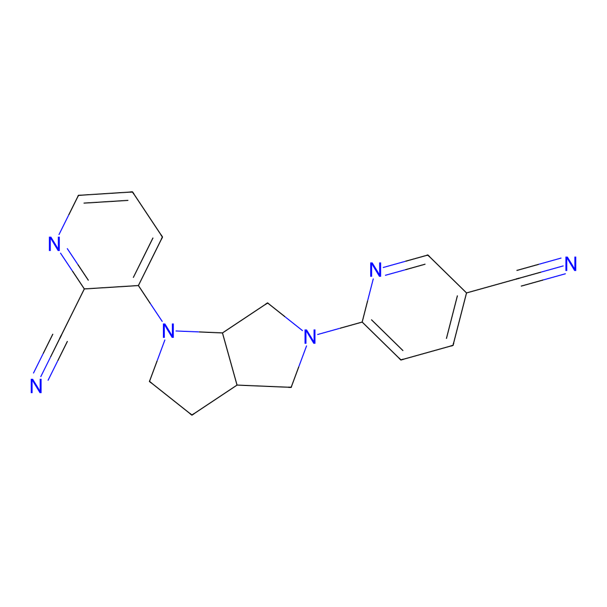 3-[5-(5-Cyanopyridin-2-yl)-octahydropyrrolo[3,4-b]pyrrol-1-yl]pyridine-2-carbonitrile molecular structure, CAS 2640885-68-1