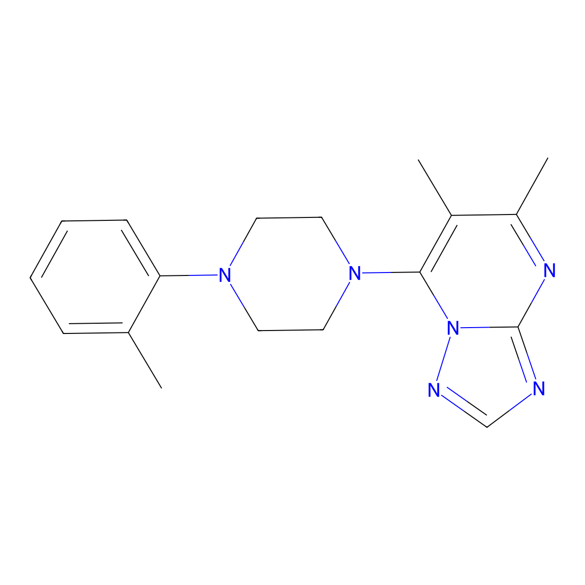 1-{5,6-Dimethyl-[1,2,4]triazolo[1,5-a]pyrimidin-7-yl}-4-(2-methylphenyl)piperazine molecular structure, CAS 2640885-70-5