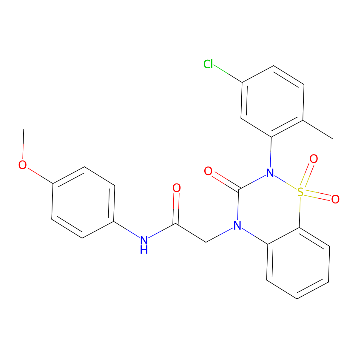 2-[2-(5-chloro-2-methylphenyl)-1,1,3-trioxo-1lambda6,2,4-benzothiadiazin-4-yl]-N-(4-methoxyphenyl)acetamide molecular structure, CAS 2640885-71-6